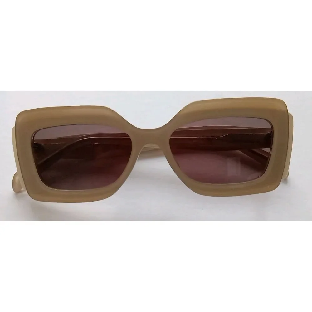Zara Women Layered Frame Two Tone Beige Tan Arsty Fashion Sun Glasses‎ NWOT